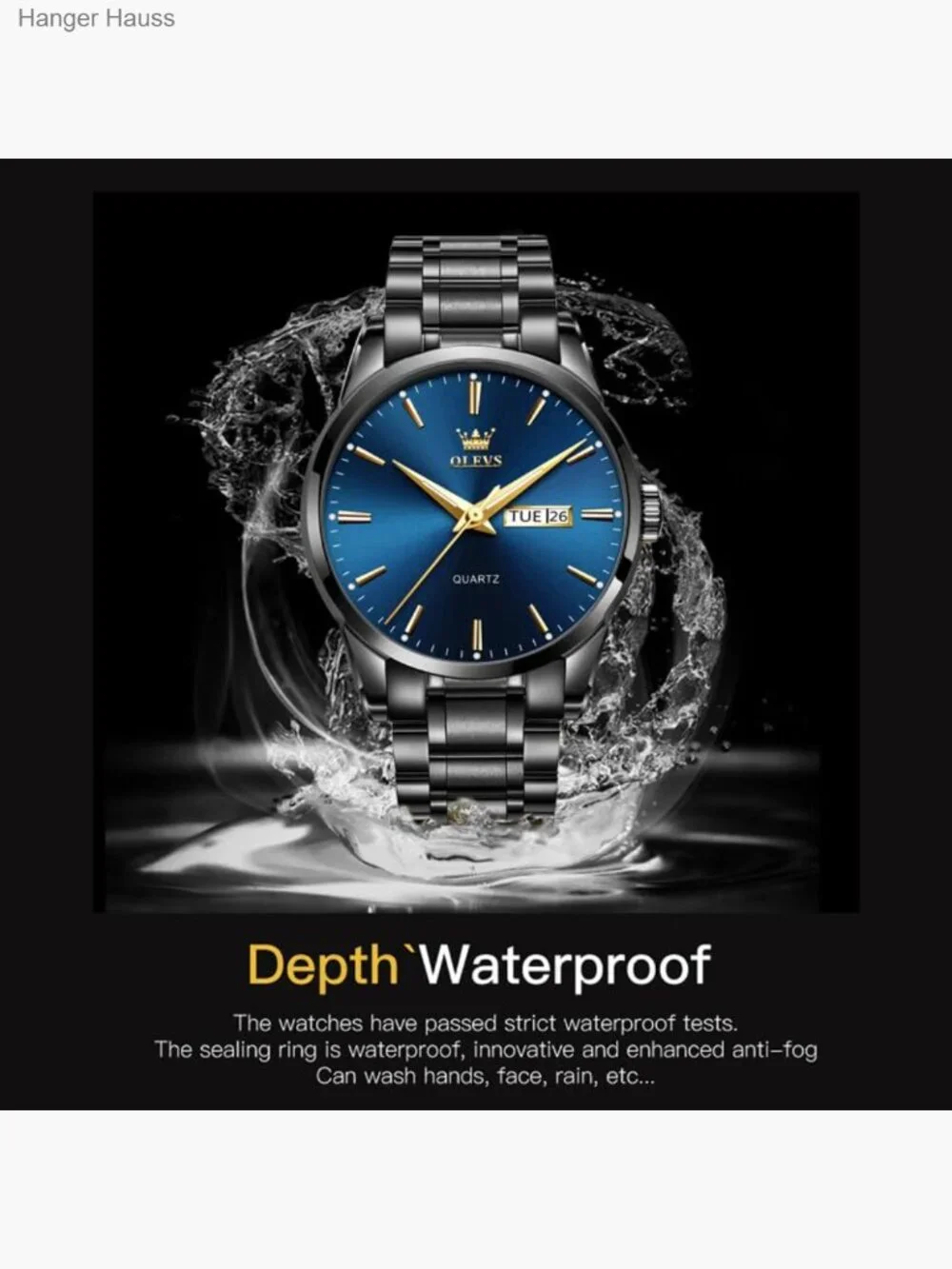 Men's Gold Stainless Steel Dress Watch with Date